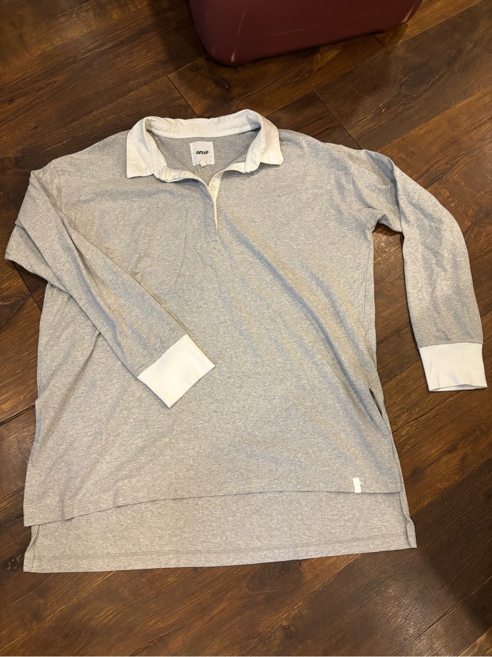 Aerie Long Sleeve Polo Top with split sides